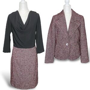 Talbots Draped Tweed Shift Dress (12) W/ Tweed Blazer Suit Jacket (10) 2 Pc Set